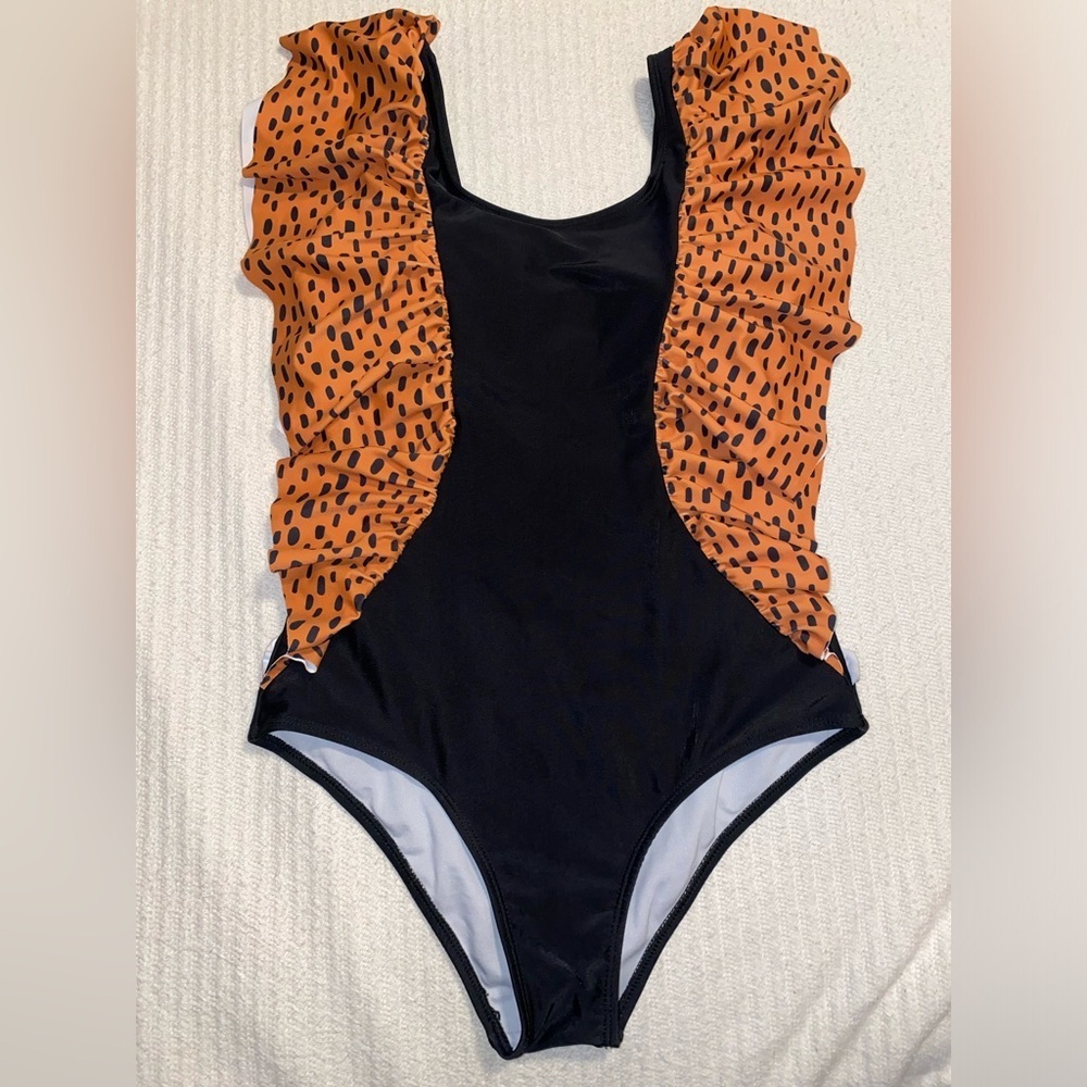 Mommy And Me Matching Leopard Print Ruffle Swim Suits One Piece Bundle Sm/ 3-6mn - Picture 2 of 7